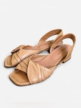 Massimo Baldi vintage Italian tan Leather Knot Slingback Sandals